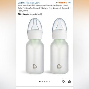 Silicone Munchkin 4oz Set of Two White Baby Bottles